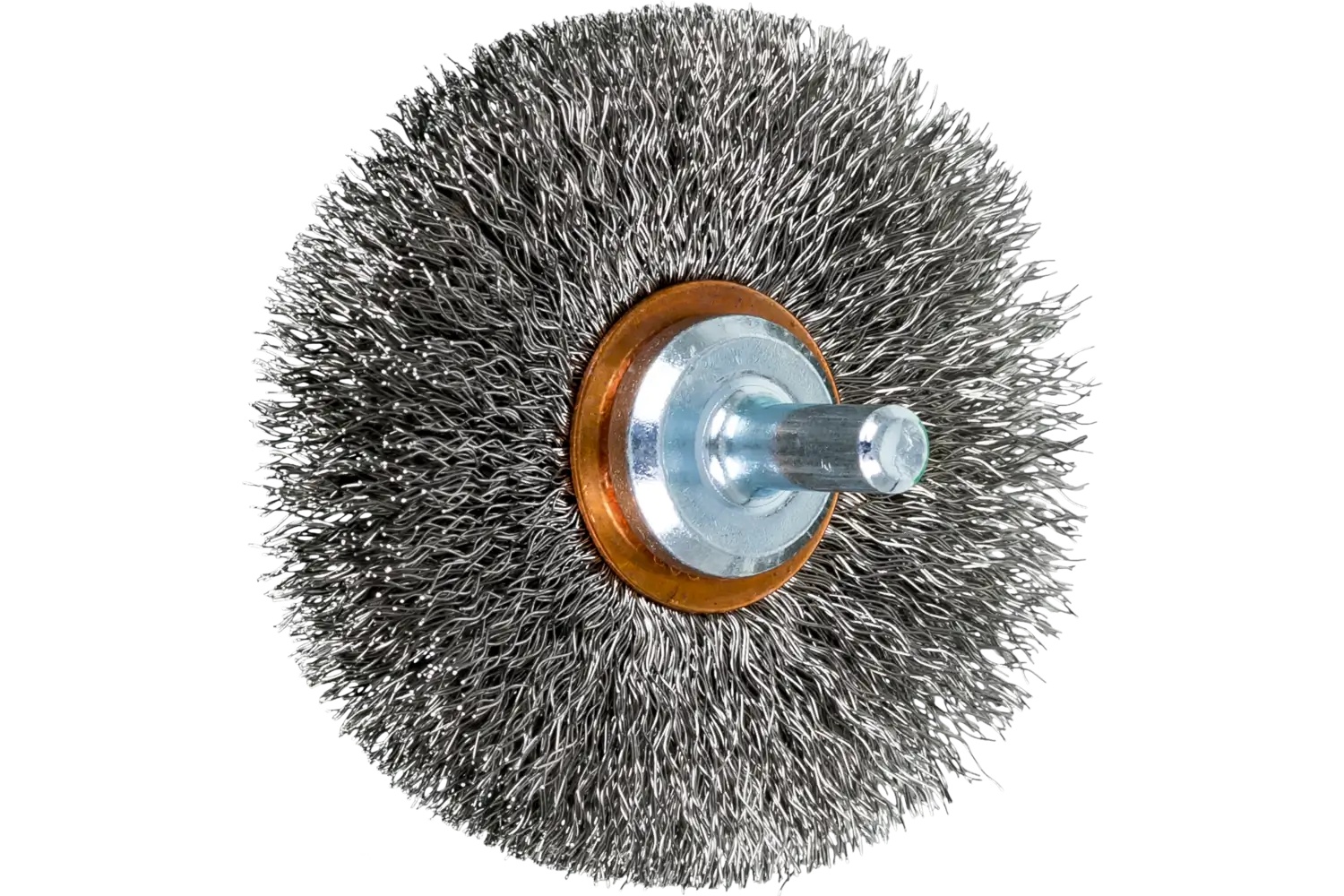 Picture of Pferd Crimped Mounted Cup Brush 2-1/2" Dia. .008 Stainless Steel 1/4" Shank